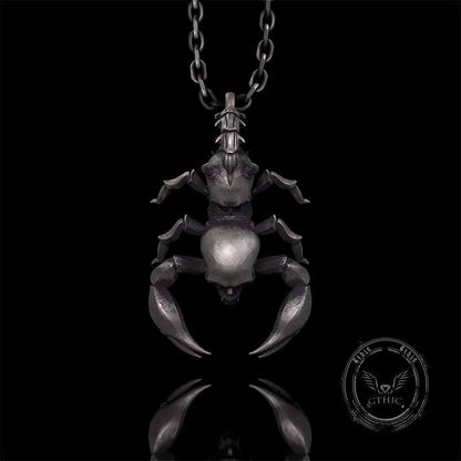 Gothic Demon Scorpion Sterling Silver Skull Pendant