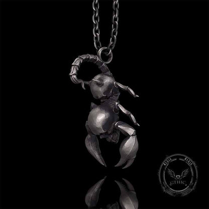 Gothic Demon Scorpion Sterling Silver Skull Pendant