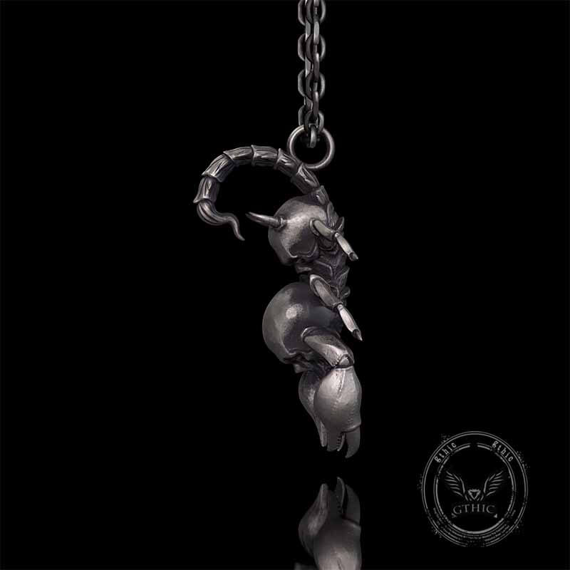 Gothic Demon Scorpion Sterling Silver Skull Pendant