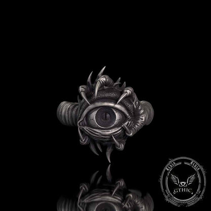 Gothic Devil's Eye Claw Biker Sterling Silver Ring