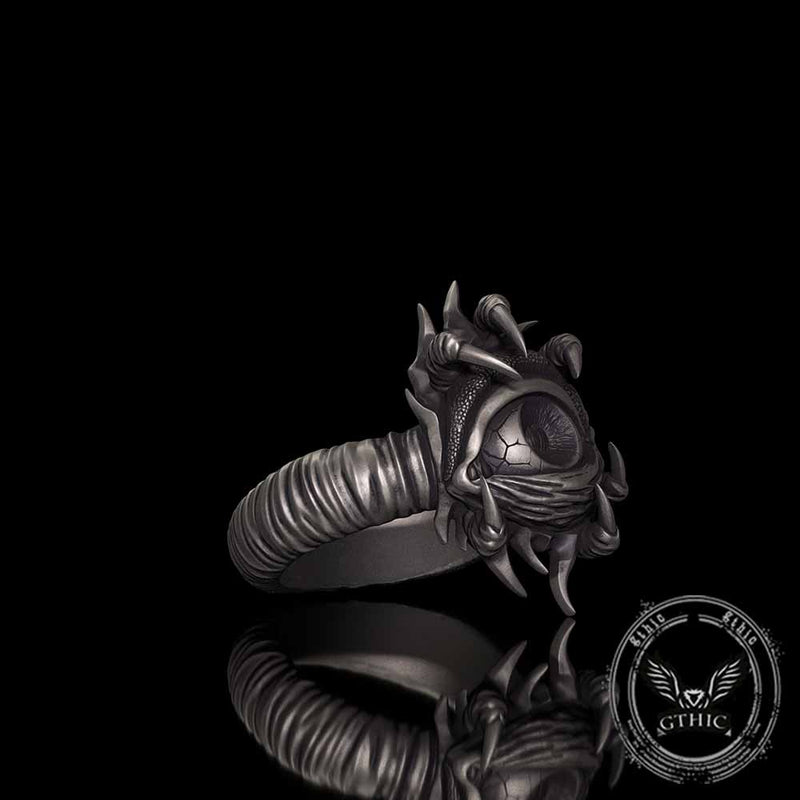 Gothic Devil's Eye Claw Biker Sterling Silver Ring