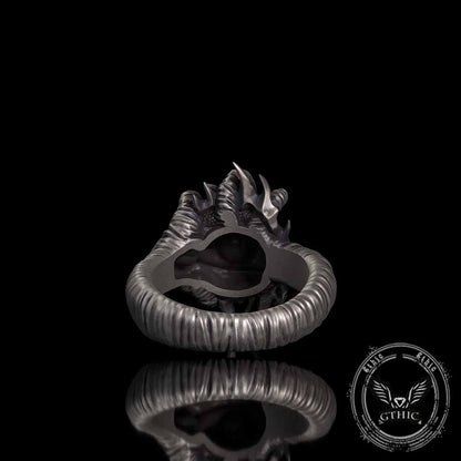 Gothic Devil's Eye Claw Biker Sterling Silver Ring
