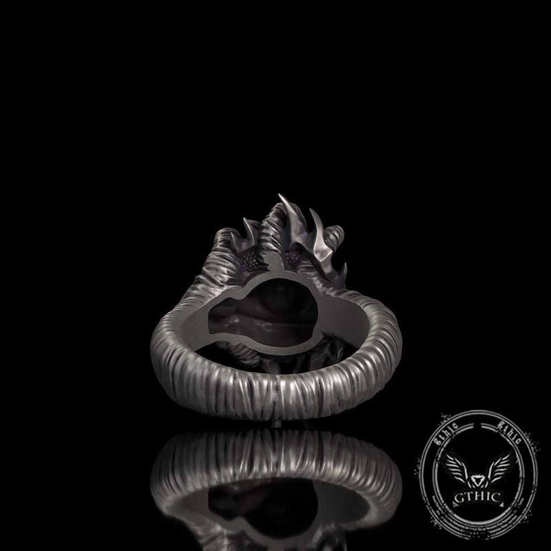 Gothic Devil's Eye Claw Biker Sterling Silver Ring