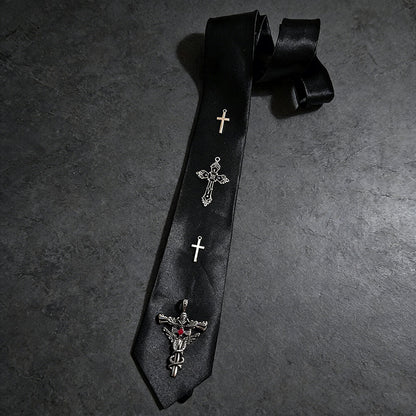 Gothic Dragon Cross Titanium Shirt Tie