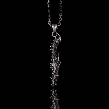 Gothic Dragon Dagger Knife Sterling Silver Pendant