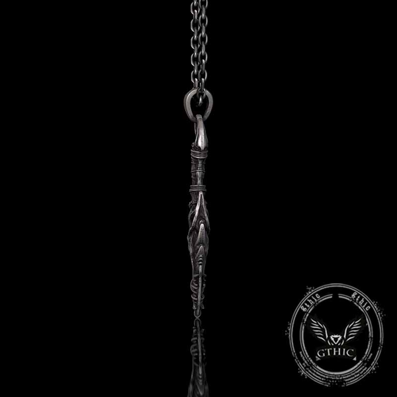 Gothic Dragon Dagger Knife Sterling Silver Pendant