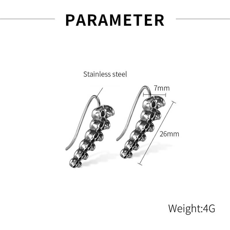 Gothic Evil Skull Design Stainless Steel Earrings