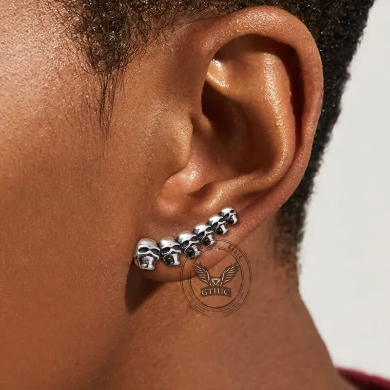 Gothic Evil Skull Design Stainless Steel Earrings