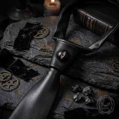 Gothic Gem Eye Black Pu Leather Tie
