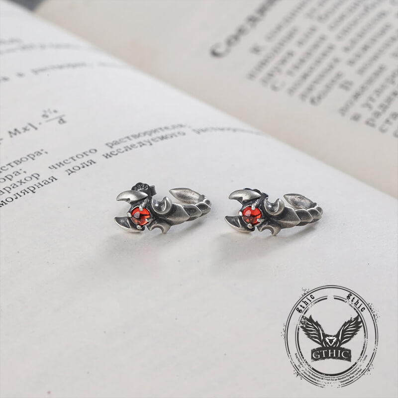 Gothic Gemstone Scorpion Sterling Silver Animal Earrings