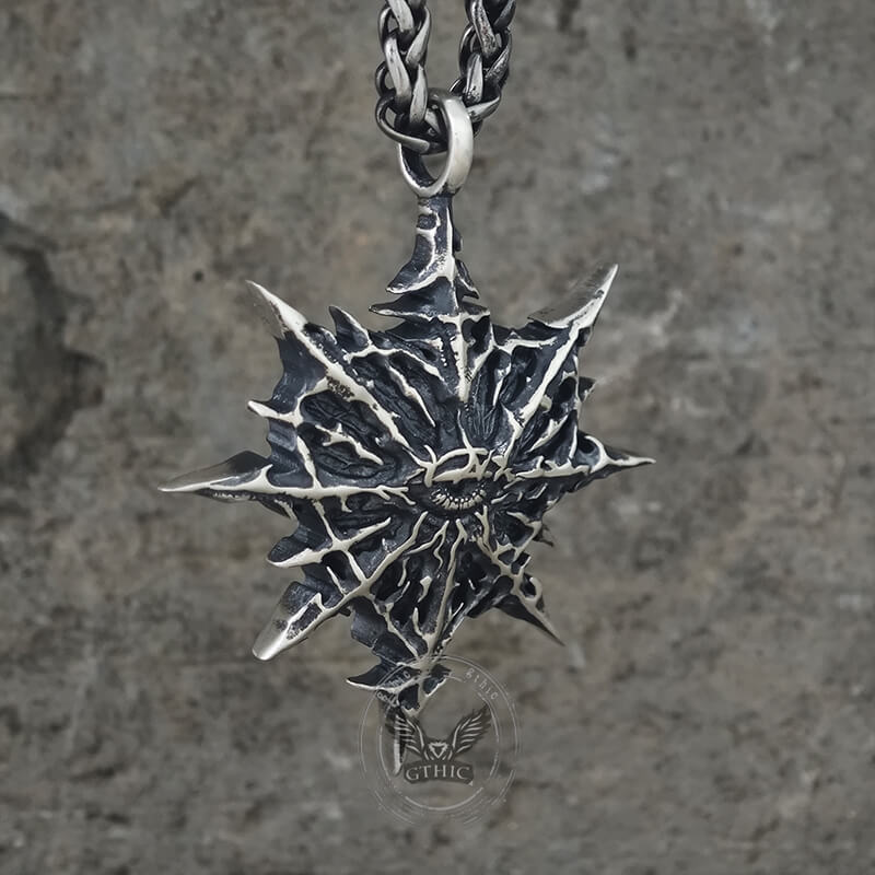 Gothic Heart of Thorns Demon Eye Sterling Silver Pendant