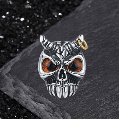 Gothic Horn Skull Devil Eye Stainless Steel Ring