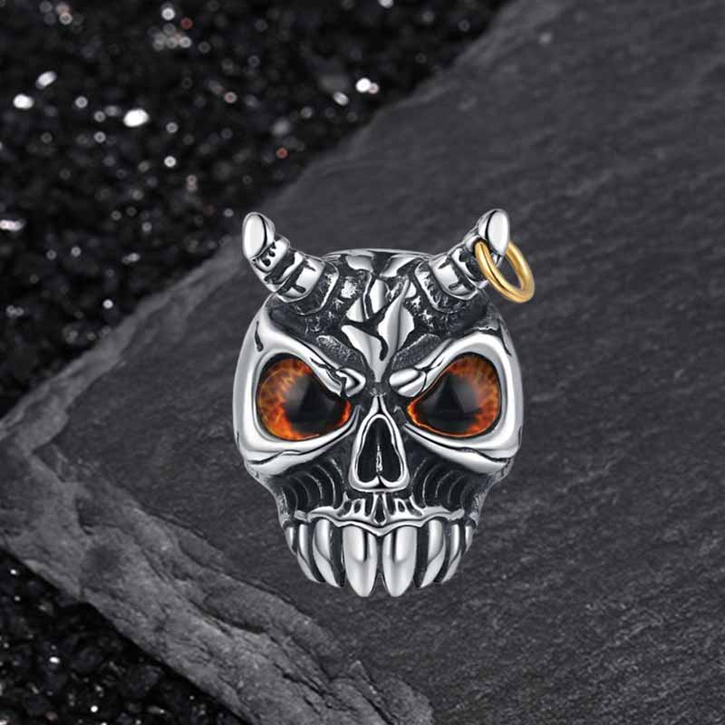Gothic Horn Skull Devil Eye Stainless Steel Ring