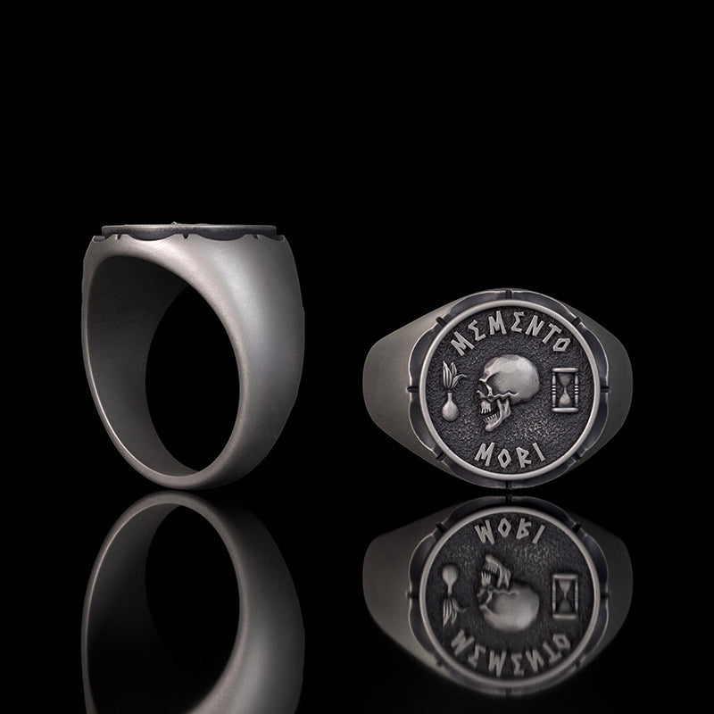Gothic Memento Mori Letters Sterling Silver Skull Ring
