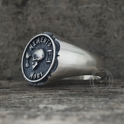 Gothic Memento Mori Letters Sterling Silver Skull Ring