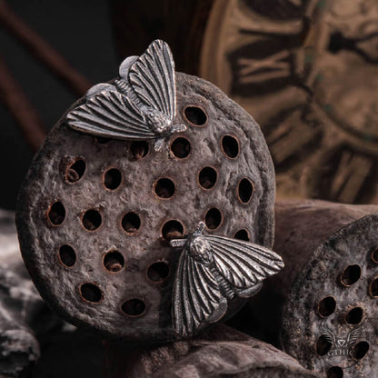 Gothic Moth Sterling Silver Stud Earrings