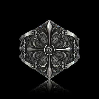 Gothic Pattern Sterling Silver Open Ring