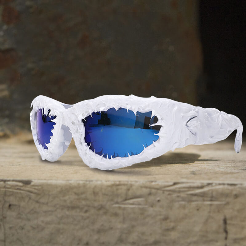 Gothic Personality Drip Glue Brushed Polarized Pc Sunglasses