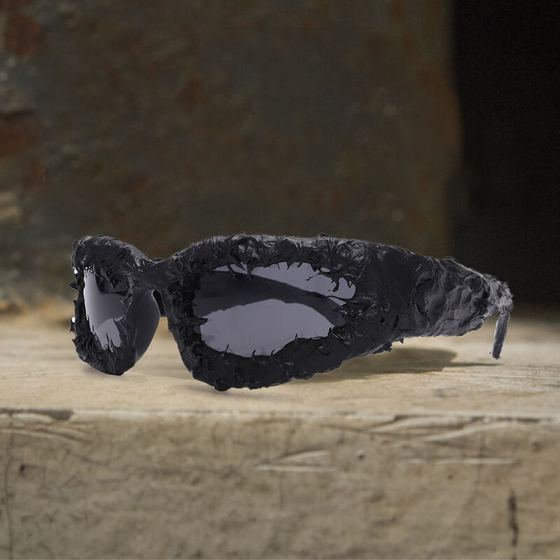 Gothic Personality Drip Glue Brushed Polarized Pc Sunglasses