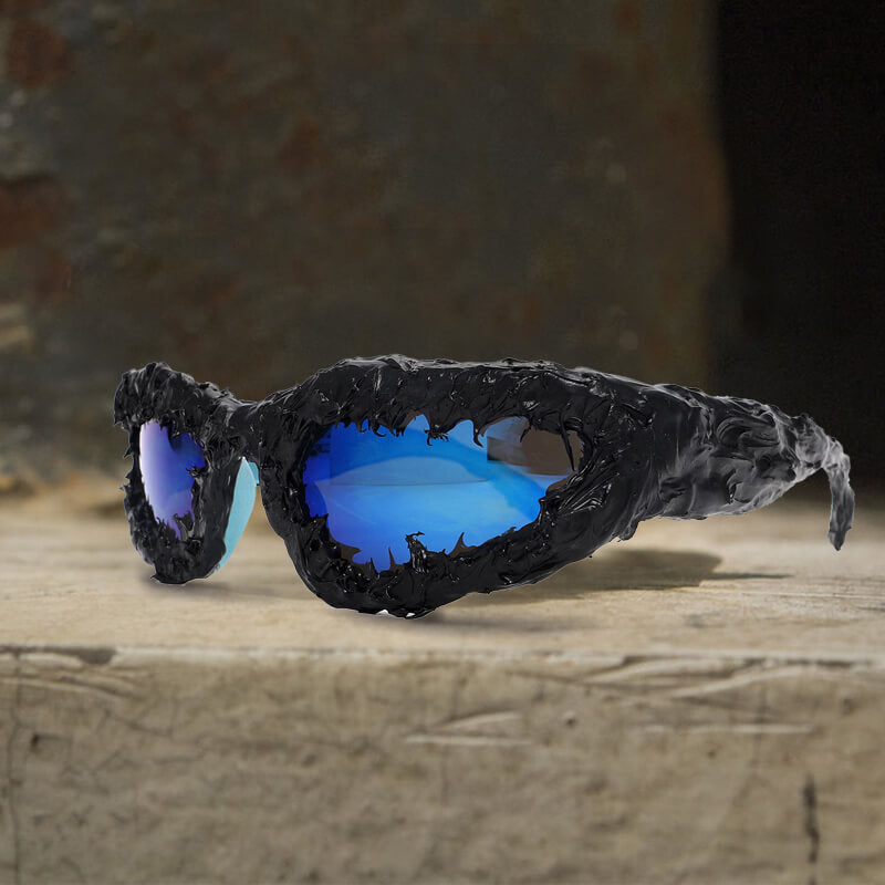 Gothic Personality Drip Glue Brushed Polarized Pc Sunglasses