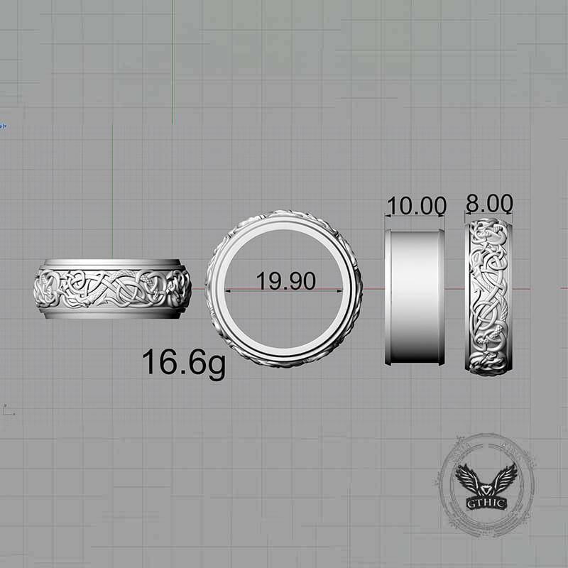 Nordic Dragon Sterling Silver Viking Spinner Ring
