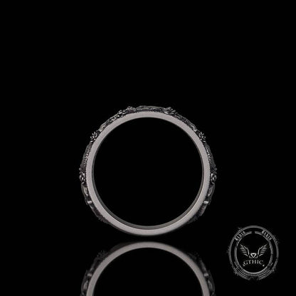 Gothic Rose Skull Snake Sterling Silver Ring