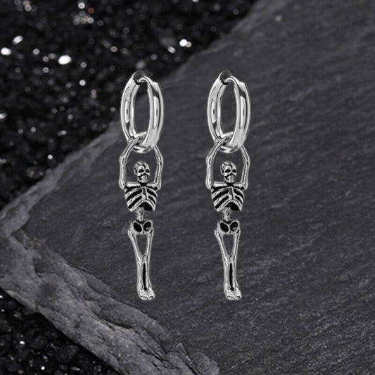 Gothic Skeleton Stainless Steel Drop Earrings