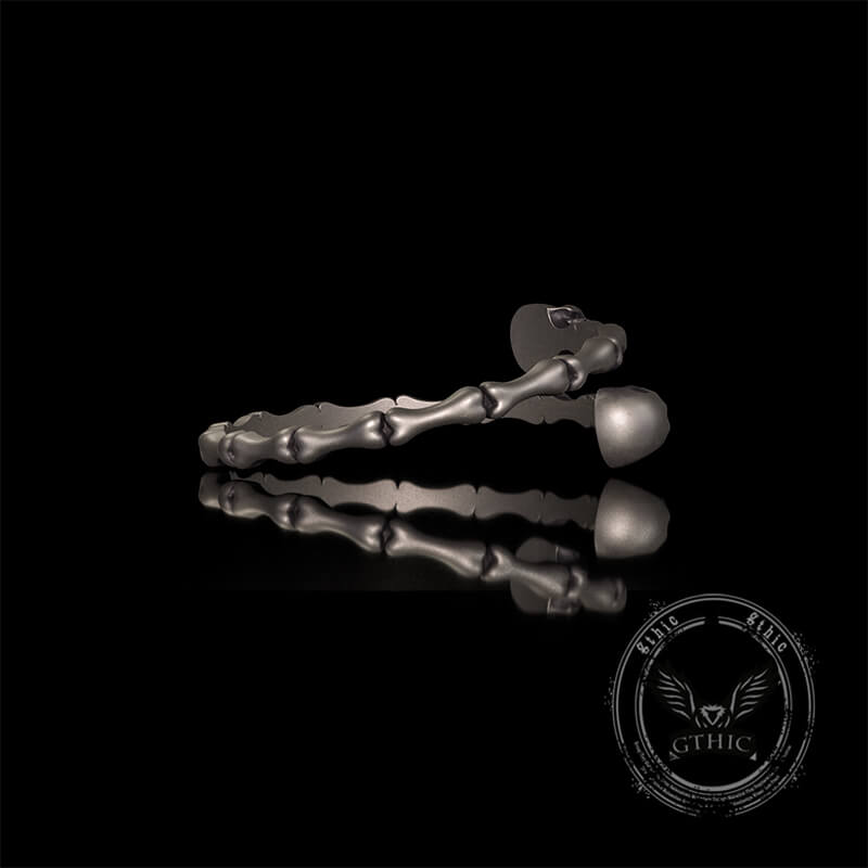 Gothic Skull Bone Sterling Silver Open Bracelet