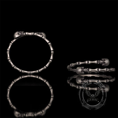 Gothic Skull Bone Sterling Silver Open Bracelet