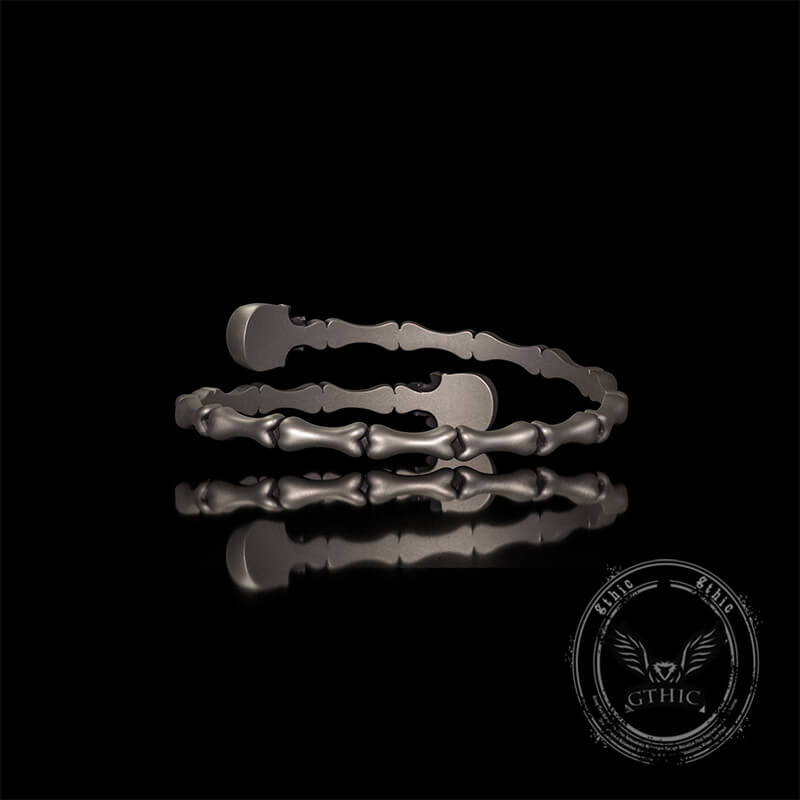 Gothic Skull Bone Sterling Silver Open Bracelet