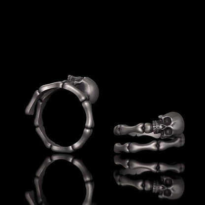 Gothic Skull Bone Sterling Silver Open Ring