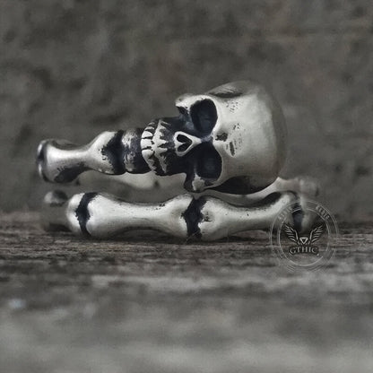 Gothic Skull Bone Sterling Silver Open Ring