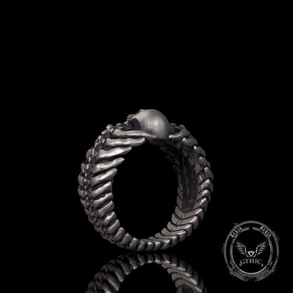 Gothic Skull Centipede Spine Sterling Silver Ring