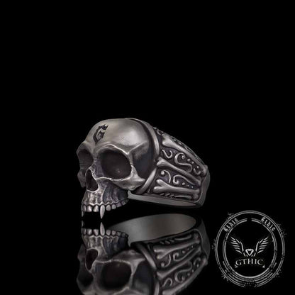 Gothic Skull Head Bone Sterling Silver Ring