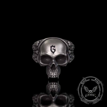 Gothic Skull Head Bone Sterling Silver Ring