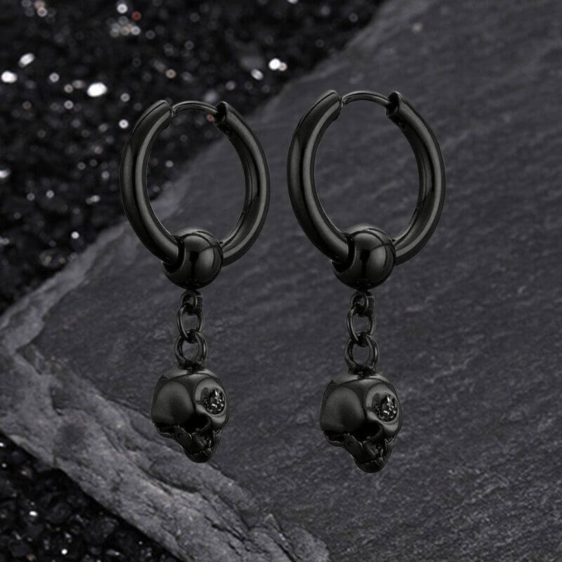 Gothic Skull Stainless Steel Hoop Earrings