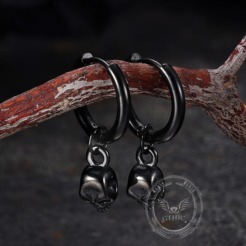 Gothic Skull Stainless Steel Hoop Earrings