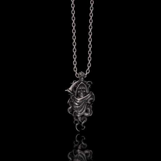 Gothic Skull Tentacle Demon Sterling Silver Pendant
