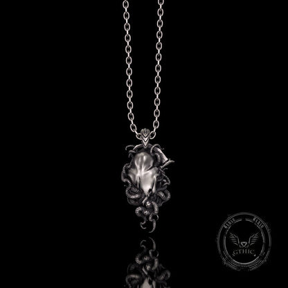 Gothic Skull Tentacle Demon Sterling Silver Pendant