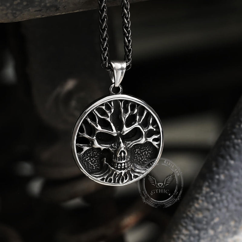 Gothic Skull Tree of Life Stainless Steel Pendant
