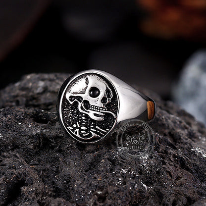 Gothic Smoking Skull Stainless Steel Ring
