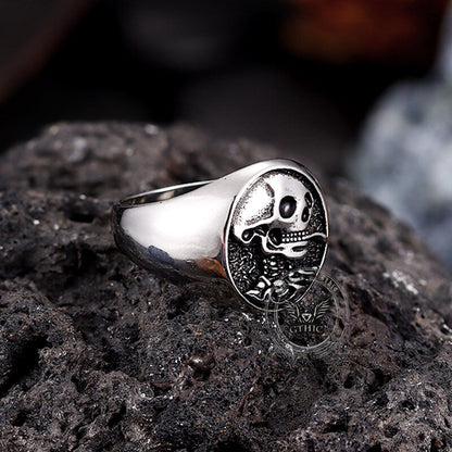 Gothic Smoking Skull Stainless Steel Ring