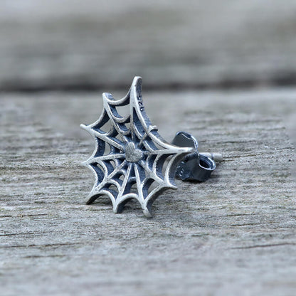 Gothic Spider Web Sterling Silver Stud Earring