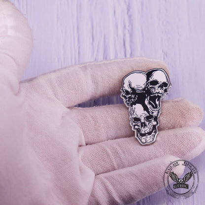 Gothic Stacked Skull Heads Alloy Brooch