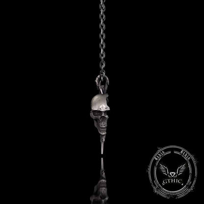 Gothic Thorn Broken Skull Sterling Silver Pendant