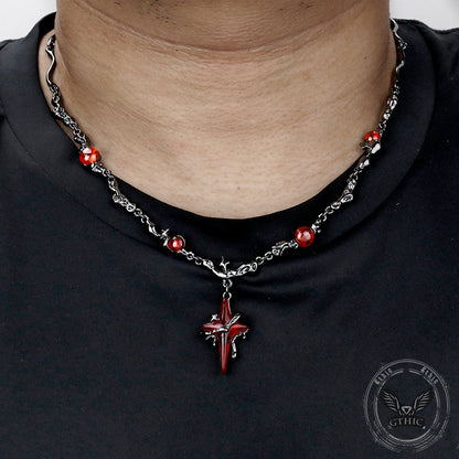 Gothic Thorns Four-pointed Star Alloy Necklace