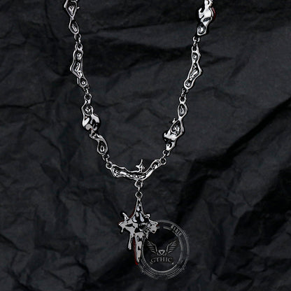 Gothic Thorns Four-pointed Star Alloy Necklace