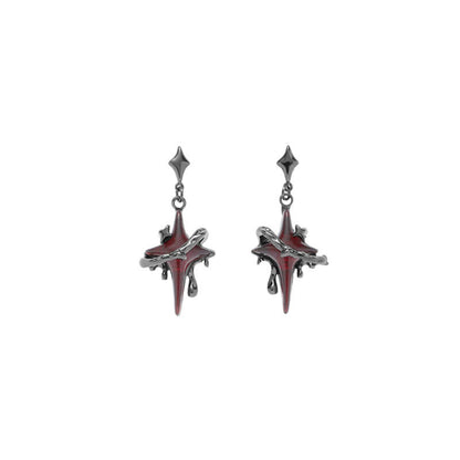 Gothic Thorns Four-pointed Star Alloy Stud Earrings