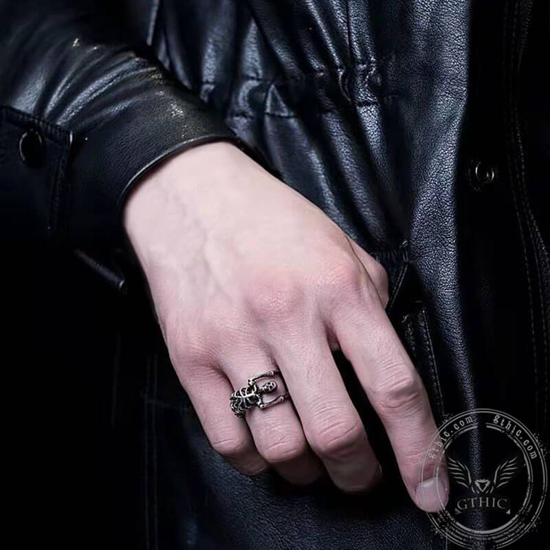 Gothic Yoga Skull Sterling Silver Adjustable Ring