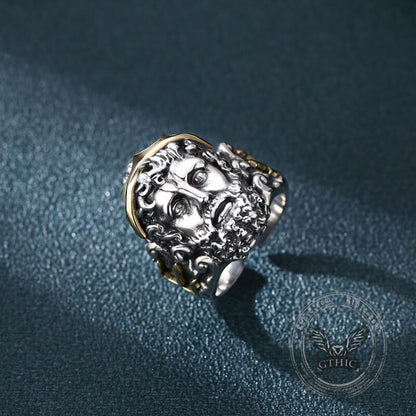 Greek Mythology Zeus Head Sterling Silver Open Ring